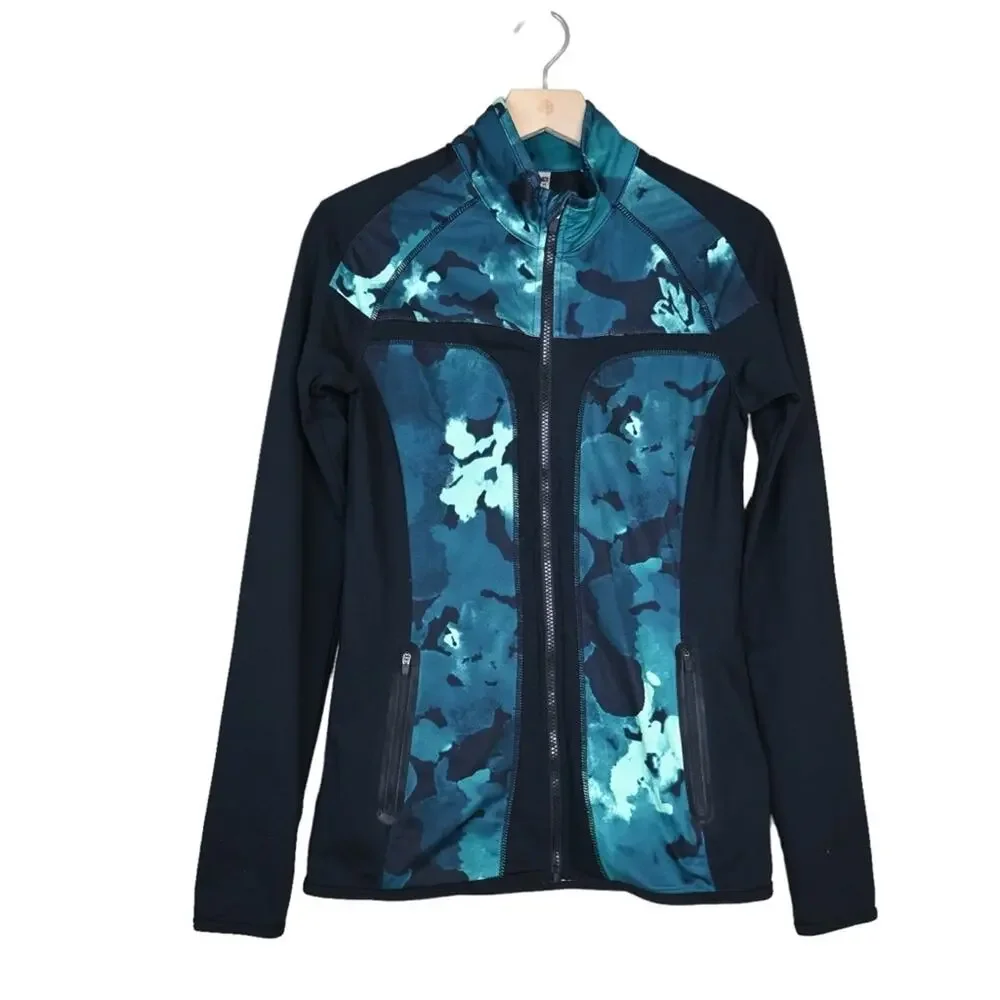 Fabletics Womens XS Jojo Zip Front Jacket in Black/Nocturnal Floral Print
